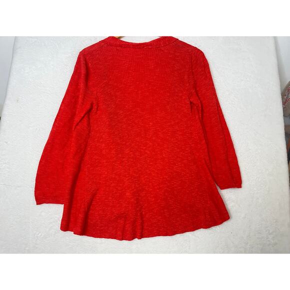 Eileen Fisher Organic Cotton/Linen Orange Slubknit Open Cardigan Lagenlook XS - Picture 7 of 7